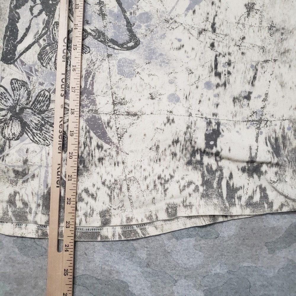 Jess & Jane Top Womens XL Beige Floral Rhinestone V-Neck 3/4 Sleeve - Picture 6 of 8
